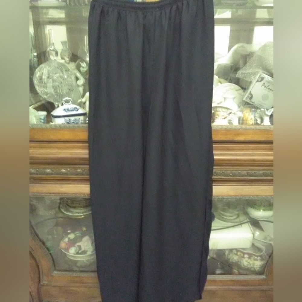 BNWT BLACK FREE PEOPLE PANTS SZ.LG SLITS UP BOTH SIDES WIDE LEG TASSEL DRAWSTRIN - Picture 5 of 10